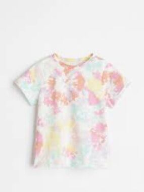 H&M Pastel Tie-Dye Short Sleeve Tee in Pink, Yellow, Blue, Purple, Cream